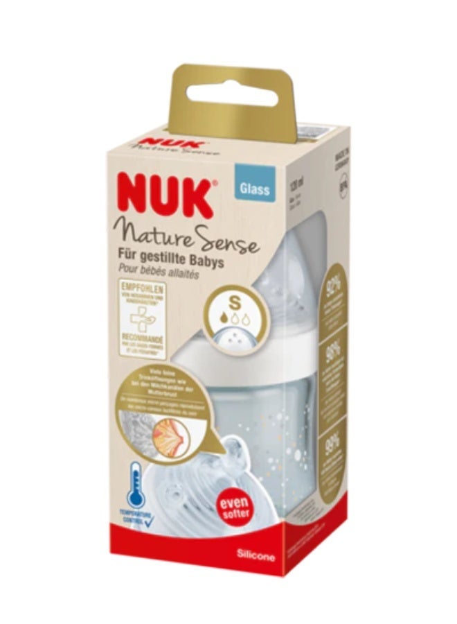 NUK Nature Sense Glass Baby Bottle with Temperature Control - 120ml (Size S) - Image 1
